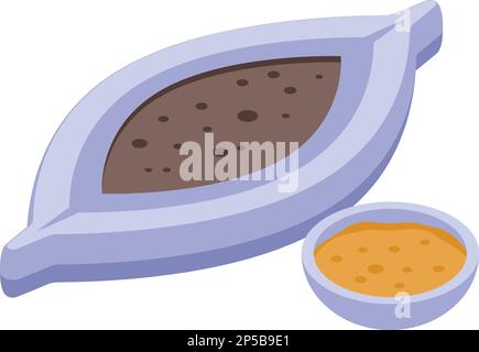 Isometrischer Vektor des Essenssymbols von Khachapuri. Kochküche. Abendessen Stock Vektor