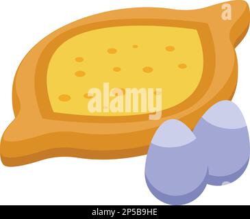 Isometrischer Vektor des Eierkhachapuri-Symbols. Essensbrot. Restaurantkochen Stock Vektor