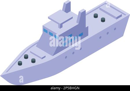 Isometrischer Vektor des Symbols des Militärschiffes. Küstenwache. Rettungsluft Stock Vektor