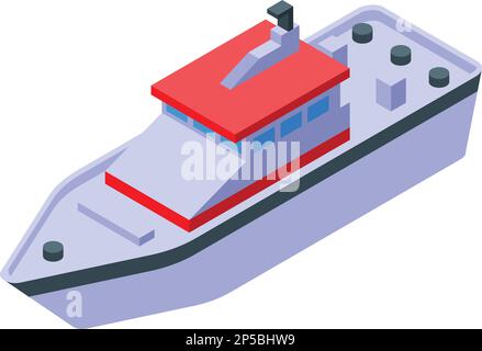 Isometrischer Vektor des Rettungsschiffes. Die Küste. Sicherheitswasser Stock Vektor