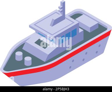 Isometrischer Vektor des Symbols des Service Ships. Wasserschutz. Die Küste Stock Vektor