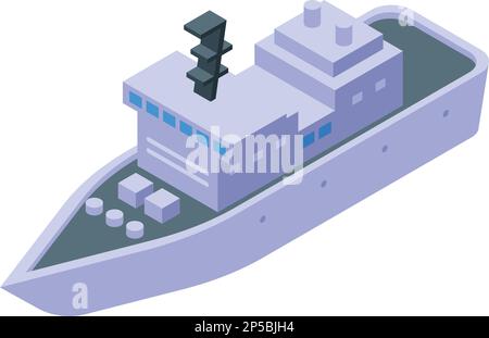 Isometrischer Vektor des Symbols des Polizeischiffes. Die Küste. Marinetransport Stock Vektor