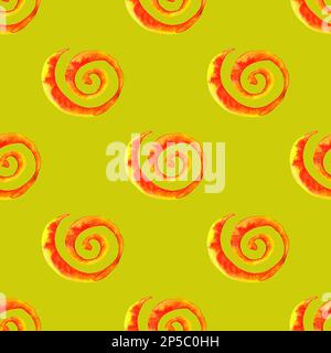 Aquarell Rot Orange Gelb Krawatte Farbstoff Spirale nahtlose Muster Texturhintergrund. Stockfoto