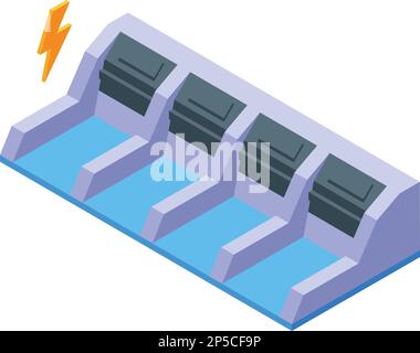 Isometrischer Vektor des Symbols für Hydro-Energie. Geschäftsunternehmen. Ökologische Natur Stock Vektor