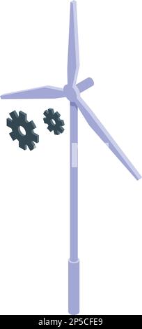 Isometrischer Vektor des Symbols der Windturbine. Soziale Energie. Unternehmensökologie Stock Vektor