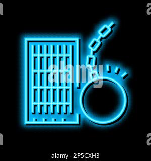 Abbildung des Hochhaus-Hochhauses mit Neonlicht-Symbol Stock Vektor