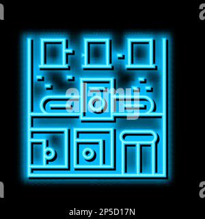 Waschsalon mit Neonleuchtsymbol Stock Vektor