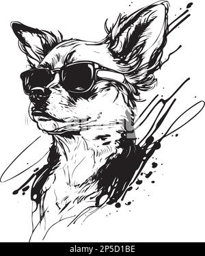 Ink Style Vector Art of a Dog mit Sonnenbrille Stock Vektor