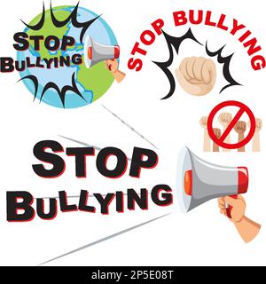 Abbildung: „Stop Bullying Cartoon Icons Set“ Stock Vektor