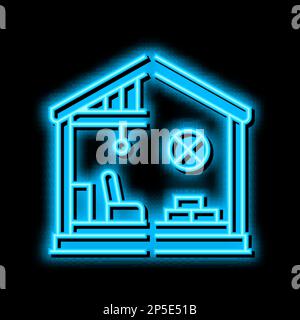 Abbildung des Symbols für selektive Abbrucharbeiten im Innenraum mit Neonlicht Stock Vektor