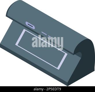 Symbol für isometrischen Vektor des Währungsdetektors anzeigen. Geld-Banknote. Maschinenbank Stock Vektor