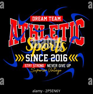 Sportlich, Traumteam, Vintage-Design-Grafik für den Aufdruck auf T-Shirts, Etiketten, Postern und itc Stock Vektor