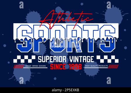 Sportlicher Sport, Vintage-Design-Grafik für Aufdruck auf T-Shirts, Etiketten, Postern und itc Stock Vektor