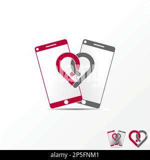 Logo Design Grafikkonzept kreativ Abstraktes hochwertiges freies Vektormaterial Einfache und einzigartige Dual Smartphone mit Liebe oder Lettter PP-Schriftart Gadget Liebhaber Stock Vektor