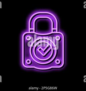 Abbildung des Glimmsymbols für Sicherheitsvorhängeschloss in Neonfarbe Stock Vektor