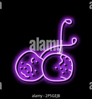 Beispiel für ein Symbol für verrottetes Kirschernahrung mit Neonlicht Stock Vektor