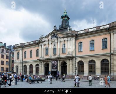 Blick auf Börshuset, das Börsengebäude, das sich auf der Nordseite von Stortorget (dem Großen Platz) in Gamla Stan, der Altstadt von Stockholm, befindet Stockfoto