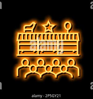Schaubild des Vergnügungsparks auf dem Messegelände mit Neonleuchten Stock Vektor