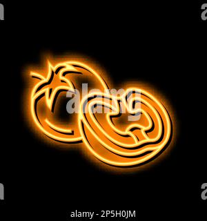 Abbildung eines gelben Tomaten-Neonleuchtsymbols Stock Vektor