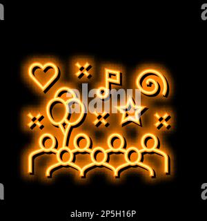 Animation im Vergnügungspark Neonglühsymbol-Illustration Stock Vektor