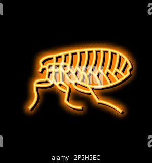 Flohinsekten-Symbol mit Neonlicht Stock Vektor