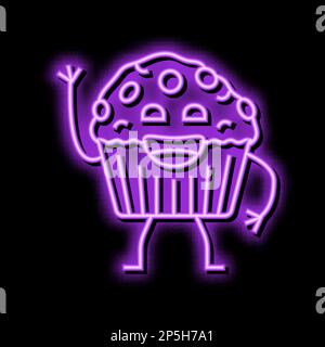 Muffin Dessert Figur Neon Glow Symbol Illustration Stock Vektor