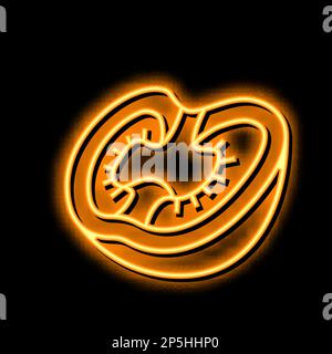 Abbildung des Symbols für Neonglühen bei halber Tomate Stock Vektor