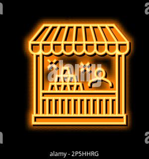 Zelt-Vergnügungspark Neon-Glow-Symbol-Illustration Stock Vektor