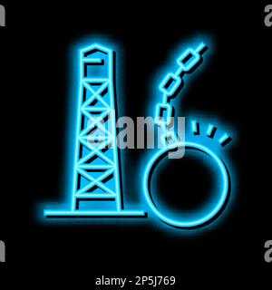 Abbildung des Symbols „Turm Abriss Neon Glow“ Stock Vektor