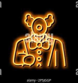 Clown Amusement Park Arbeiter Neon Glow Symbol Illustration Stock Vektor