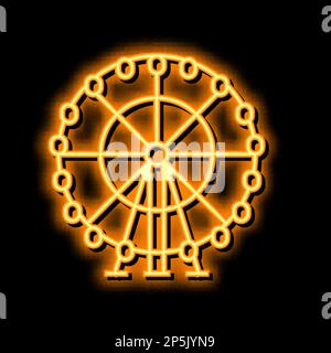 Abbildung des Symbols für leuchtendes Neonlicht im Riesenrad Stock Vektor