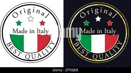 Runde Etiketten mit Fahne, Original in bester Qualität. Vektordarstellung der italienischen Flagge. Stock Vektor
