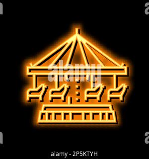 Karussell-Vergnügungspark Neon-Glow-Symbol-Illustration Stock Vektor