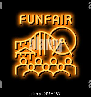 Funfair Vergnügungspark Neonglühsymbol Illustration Stock Vektor