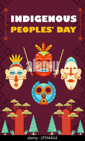 Tag der Ureinwohner, Masken der Ureinwohner Stock Vektor