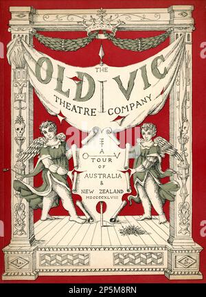 Titelseite von LOUDON SAINTHILL von Large Format Deluxe Broschüre für LAURENCE OLIVIER und VIVIEN LEIGH THE OLD VIC THEATRE COMPANY TOUR OF AUSTRALIA AND NEUSEELAND im Jahr 1948 veröffentlicht vom British Council und gedruckt von T. & H. PTY. LTD., Sydney, Australien Stockfoto