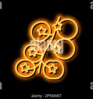 Illustration des Leuchtsymbols für Kirschtomaten in Neonfarbe Stock Vektor