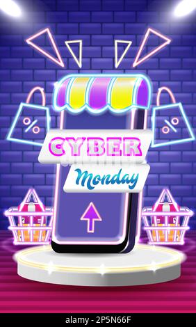 Cyber Monday, Einkaufsspaß über Ihr Smartphone Stock Vektor