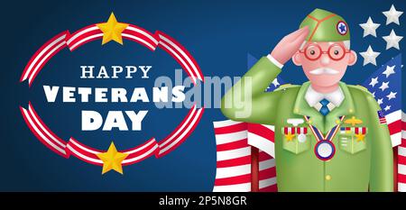 Happy Veterans Day, Veteranen respektieren das Land Stock Vektor