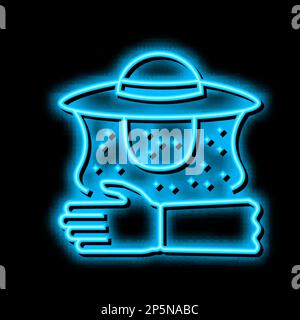 Abbildung: Imkereikleidung mit Neon-Leuchtsymbol Stock Vektor