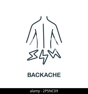 Symbol für Rückenschmerzen. Umriss-Element-Zeichen aus Body-Ache-Sammlung. Symbol für Rückenschmerzen für Webdesign, Infografiken und mehr. Stock Vektor
