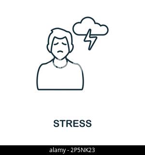 Symbol Spannungslinie. Umriss-Element-Zeichen aus Body-Ache-Sammlung. Symbol „Stress“ für Webdesign, Infografiken und mehr. Stock Vektor