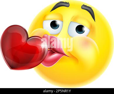 Küssendes Herz Cartoon Emoticon Emoji Icon Gesicht Stock Vektor
