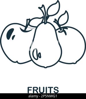 Liniensymbol für Früchte. Einfarbiges „Simple Fruits“-Umrisssymbol für Vorlagen, Webdesign und Infografiken Stock Vektor