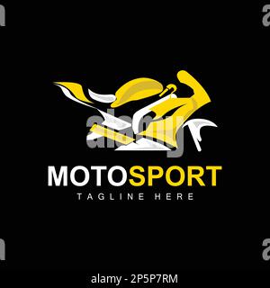 Motosport-Logo, Vektormotor, Fahrzeugdesign, Reparatur, Ersatzteile, Motorradteam, Fahrzeugkauf und -Verkauf und Unternehmensmarke Stock Vektor