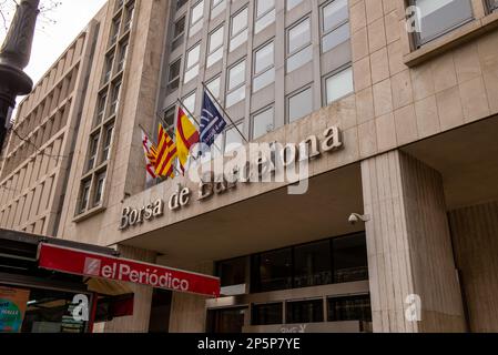 Barcelona, Spanien-Februar 22,2023: Gebäude der Börse in Barcelona Stockfoto