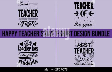 „Happy Teacher's Day“-T-Shirt-Design-Paket Stock Vektor