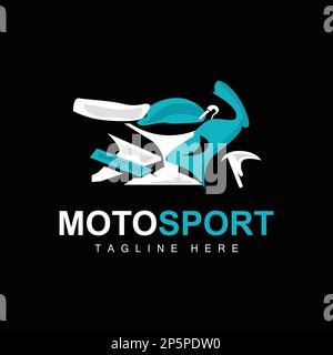 Motosport-Logo, Vektormotor, Fahrzeugdesign, Reparatur, Ersatzteile, Motorradteam, Fahrzeugkauf und -Verkauf und Unternehmensmarke Stock Vektor