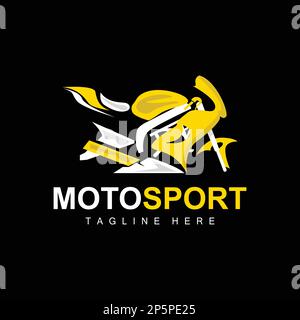 Motosport-Logo, Vektormotor, Fahrzeugdesign, Reparatur, Ersatzteile, Motorradteam, Fahrzeugkauf und -Verkauf und Unternehmensmarke Stock Vektor