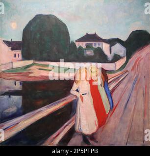 Vier Maedchen auf der Bruecke (vier Mädchen auf der Brücke) vom norwegischen Maler Edvard Munch im Wallraf-Richartz-Museum, Köln Stockfoto